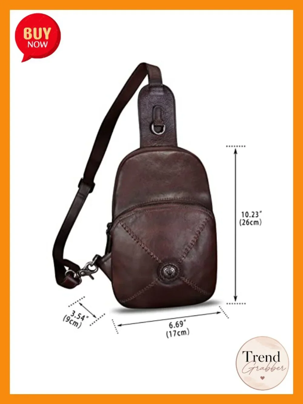 Genuine Leather Sling Bag Women Retro Chest Shoulder Crossbody Handmade Purse